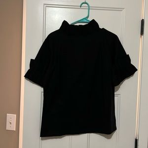 NWT Elizabeth Wilson Design size Medium Ruffle sleeve & neck black top
